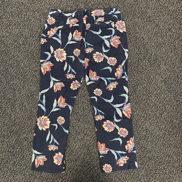 Lands End Mid Rise Straight Leg Navy Floral Dress Pants Size 10 - Picture 4 of 5